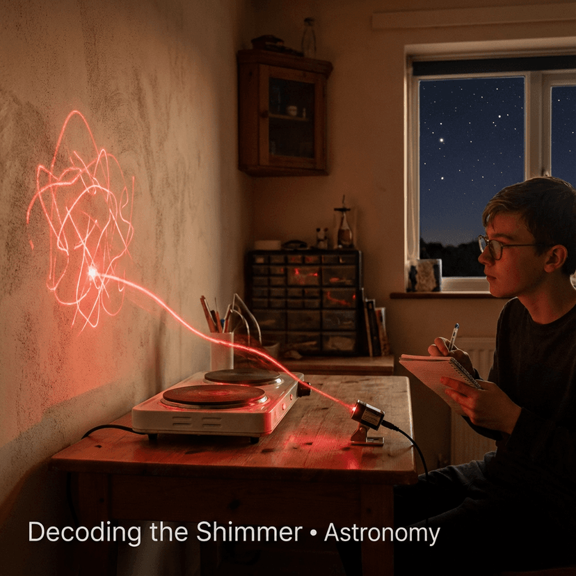 A laser beam passing through thermal disturbance creating dancing light patterns