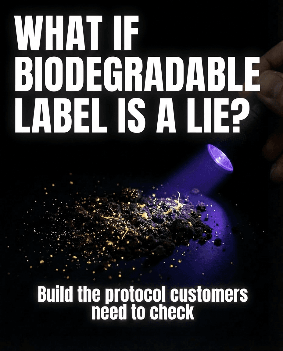 UV light revealing microplastics glowing in soil sample