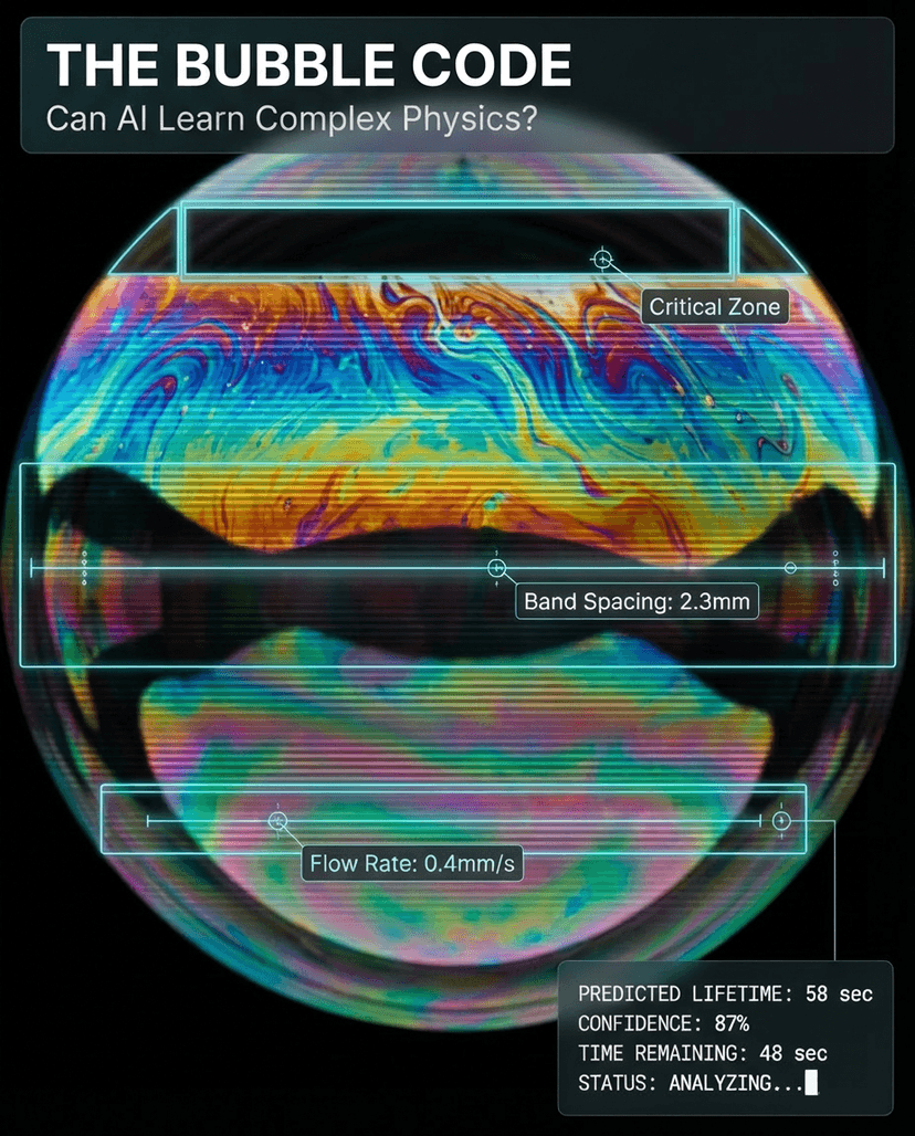 Soap bubble showing rainbow interference patterns
