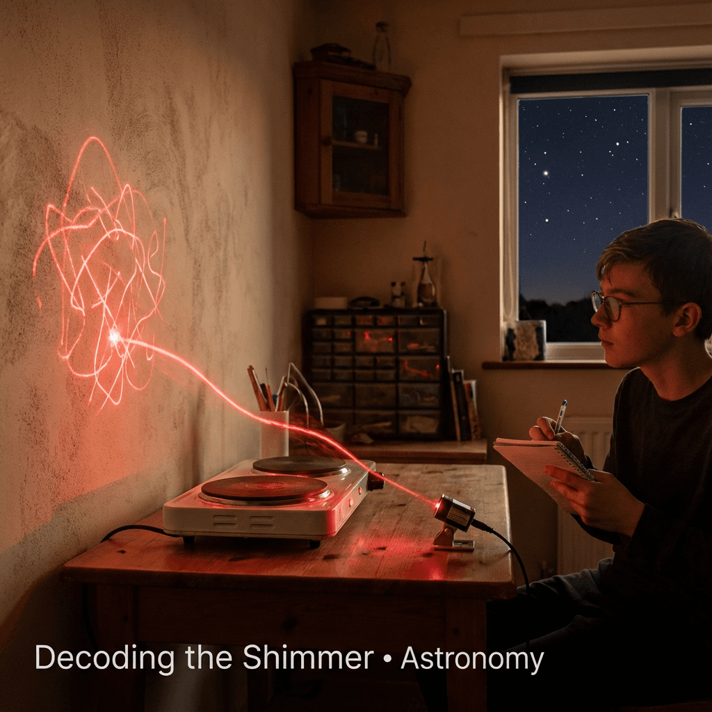 A laser beam passing through thermal disturbance creating dancing light patterns