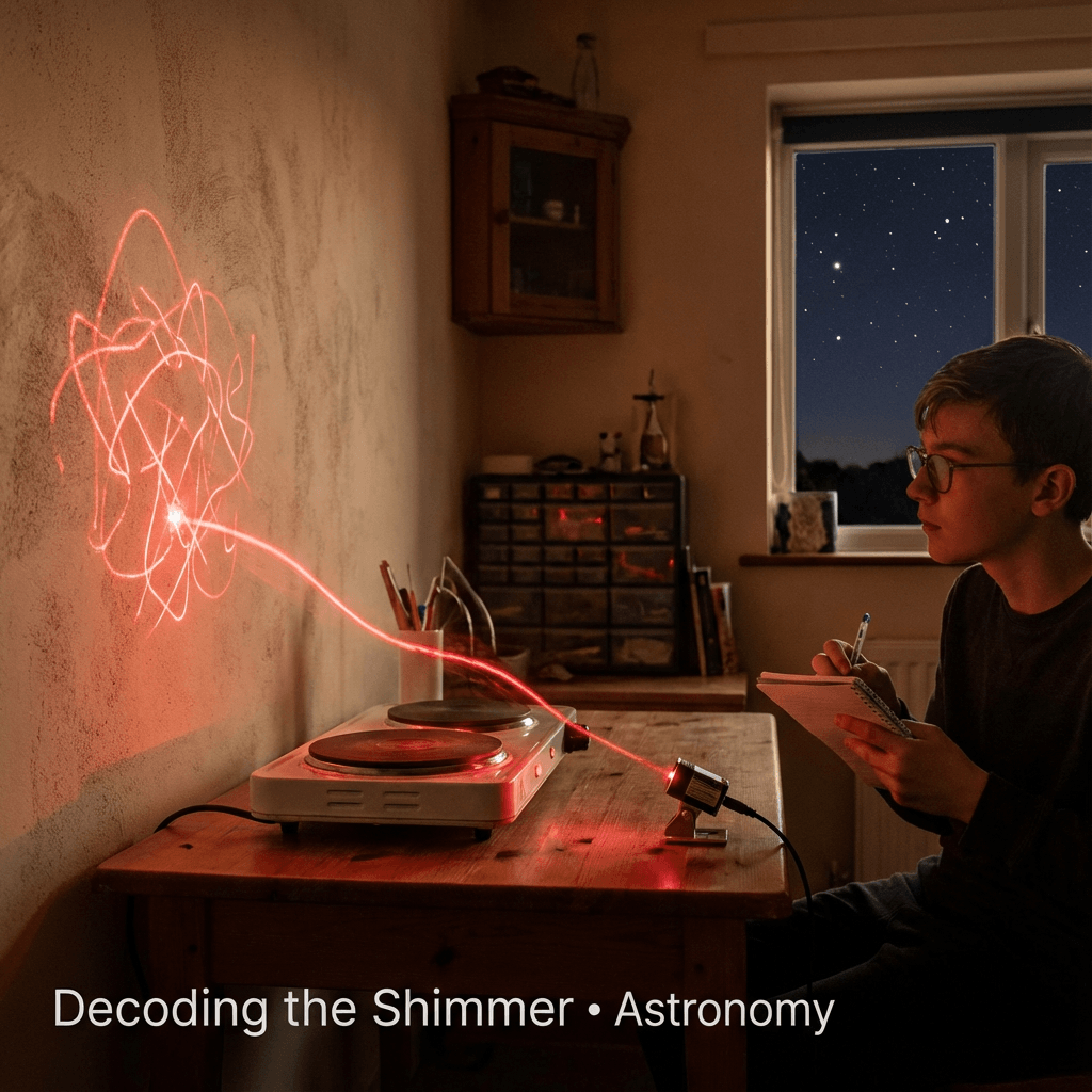 A laser beam passing through thermal disturbance creating dancing light patterns