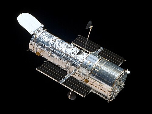 The Hubble Space Telescope photographed in orbit