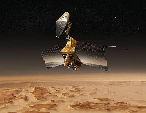 Artist's concept of the Mars Reconnaissance Orbiter above Mars